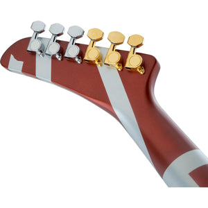 EVH Striped Series Shark Electric Guitar PF Burgundy & Silver Stripes - 5107922305