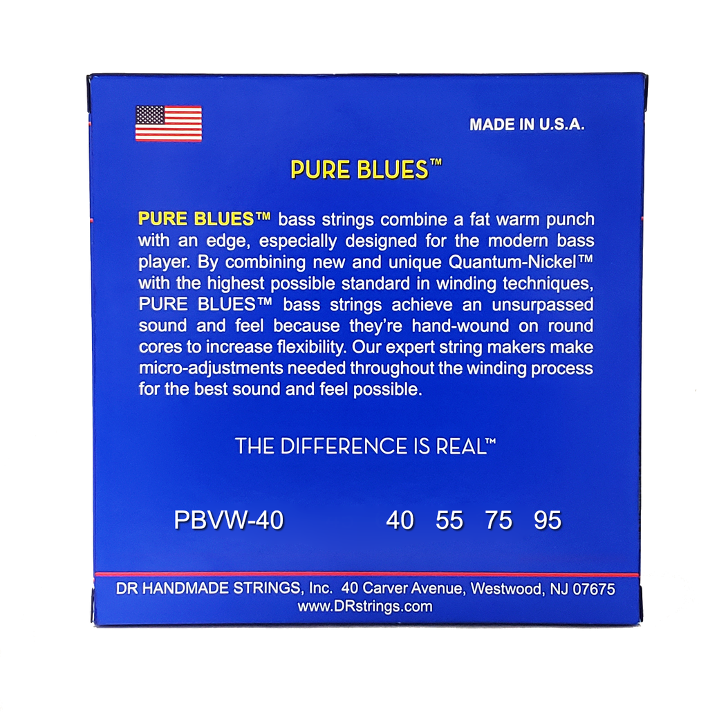 DR PURE BLUES PBVW-40 Quantum Nickel Bass Guitar Strings: Extra Light 40-95