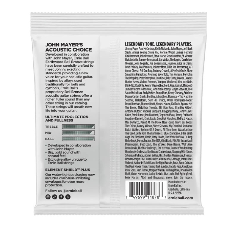 Ernie Ball 2344 Earthwood Bell Bronze Acoustic Guitar Strings Medium 13-56