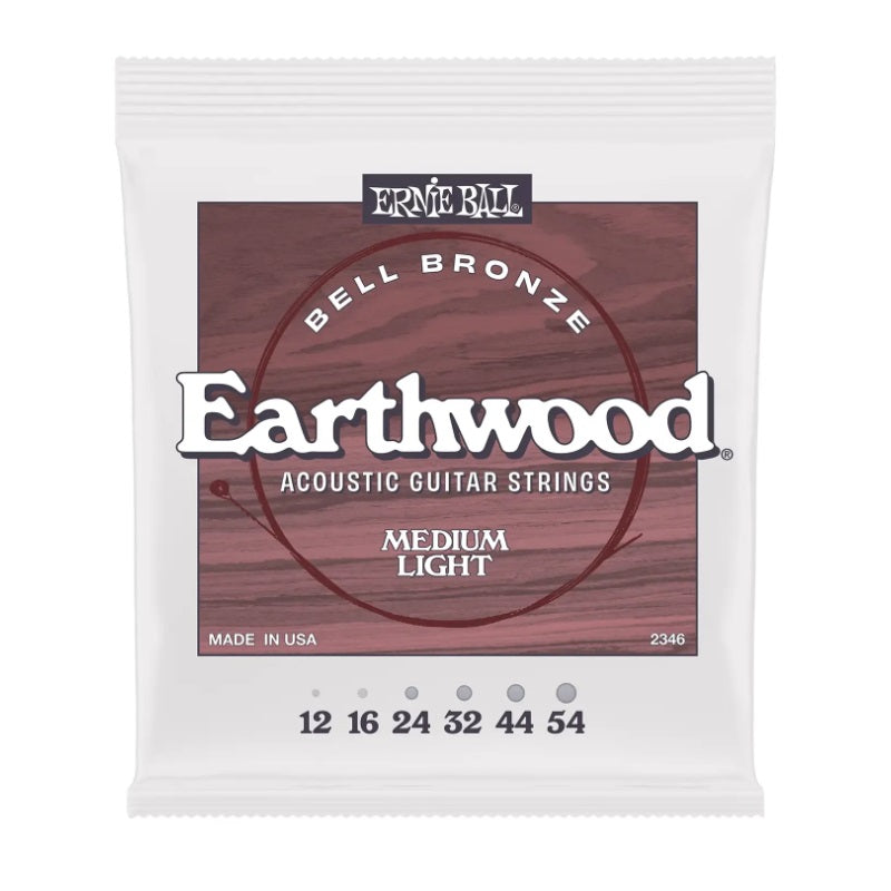 Ernie Ball 2346 Earthwood Bell Bronze Acoustic Guitar Strings Medium Light 12-54