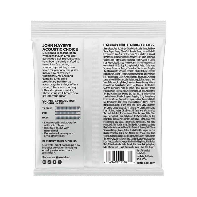 Ernie Ball 2348 Earthwood Bell Bronze Acoustic Guitar Strings Light 11-52