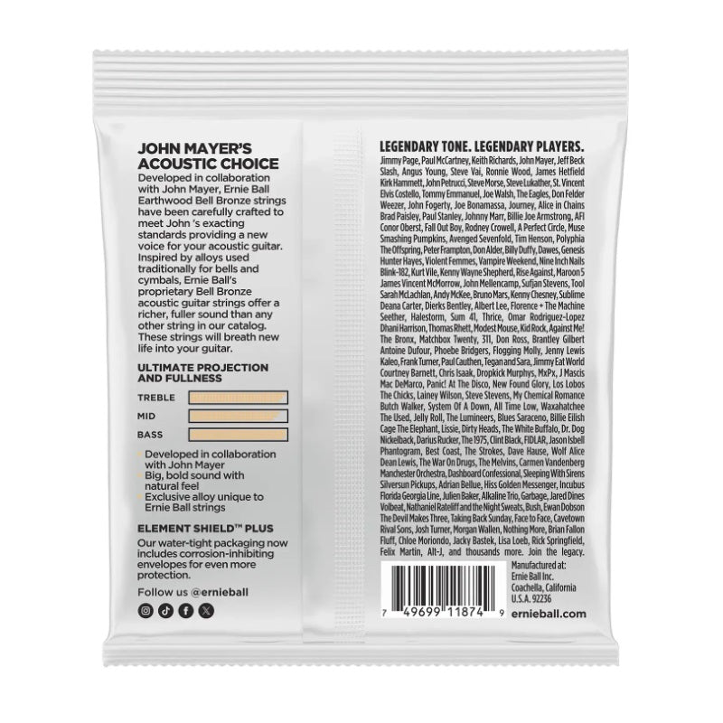 Ernie Ball 2350 Earthwood Bell Bronze Acoustic Guitar Strings Extra Light 10-50