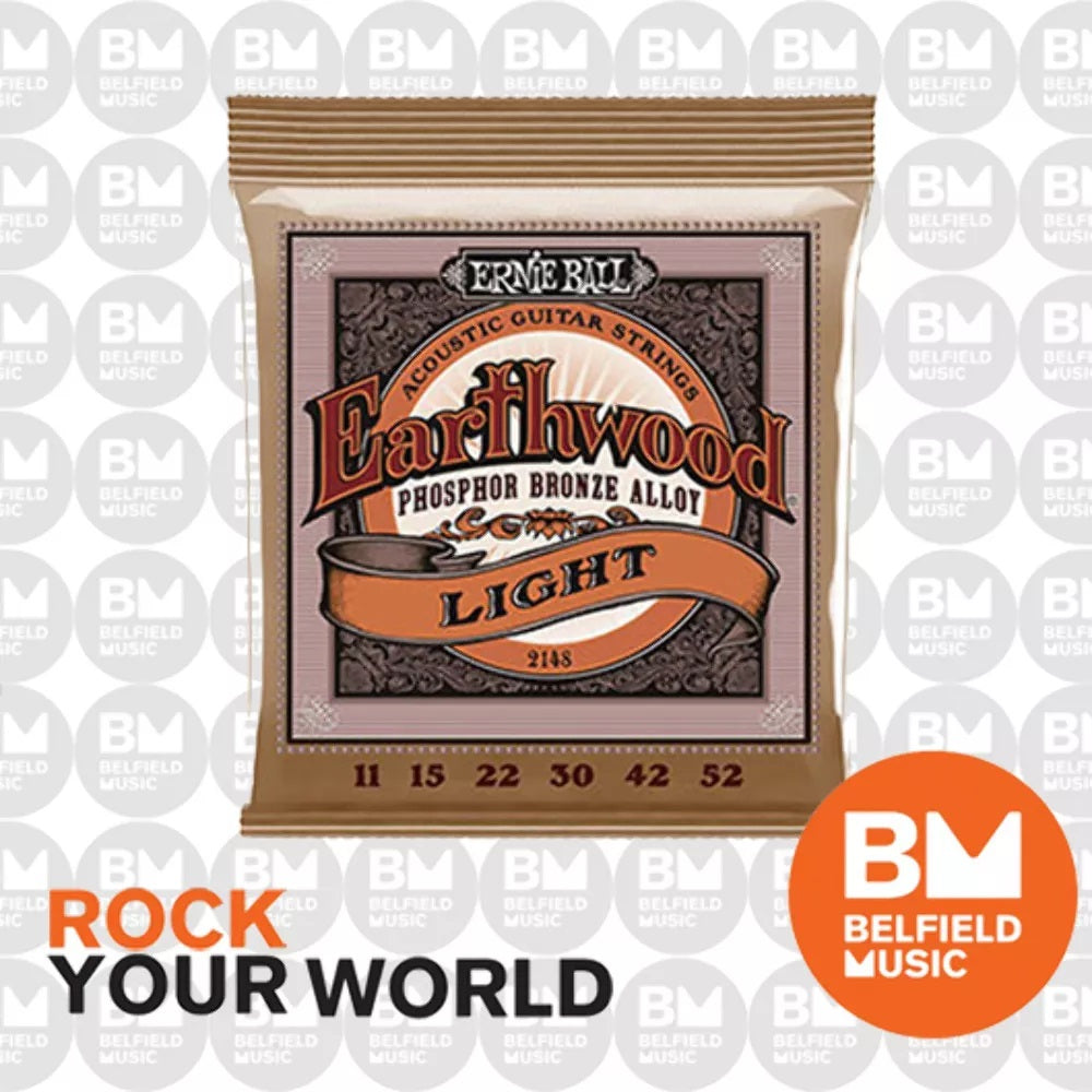 Ernie Ball 2148 Acoustic Guitar Strings Earthwood Phosphor Bronze Light .011 .052 11 52 Buy Online Belfield Music