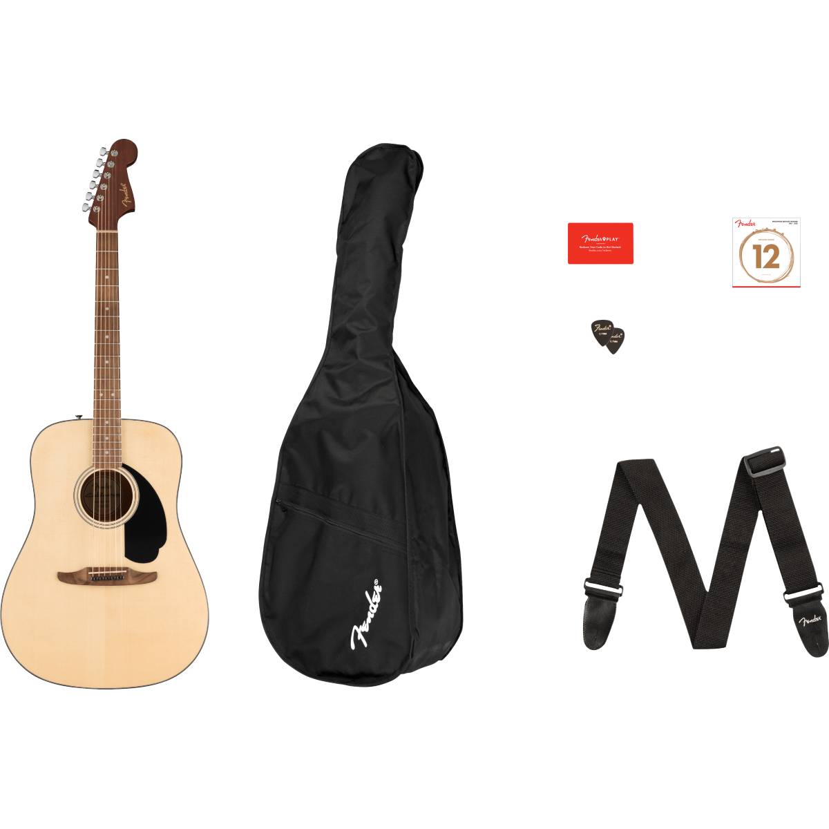 Fender California Standard Redondo Acoustic Guitar Pack Black Pickguard Natural - 0974200421