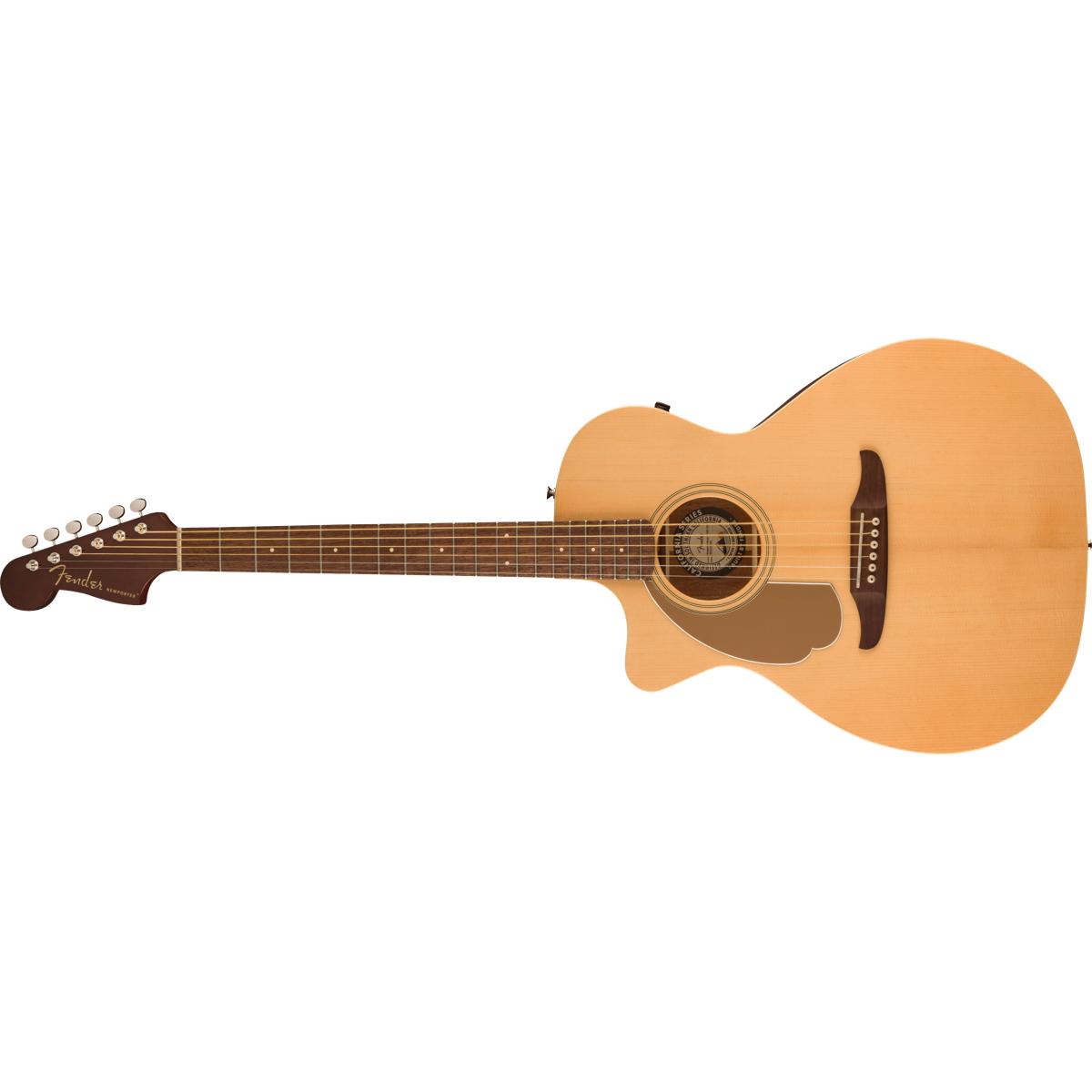 Fender Newporter Player Acoustic Guitar Left-Handed Natural w/ Gold Pickguard - 0970748521