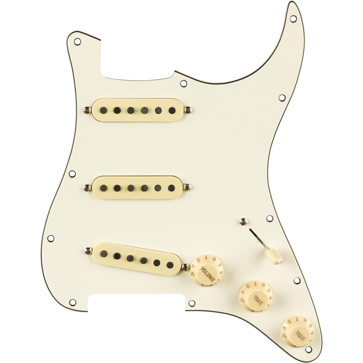 Fender Pre-Wired Strat Pickguard Pure Vintage 65 w/ Reverse Wound Middle Pickup Parchment 11 Hole - 0992237509