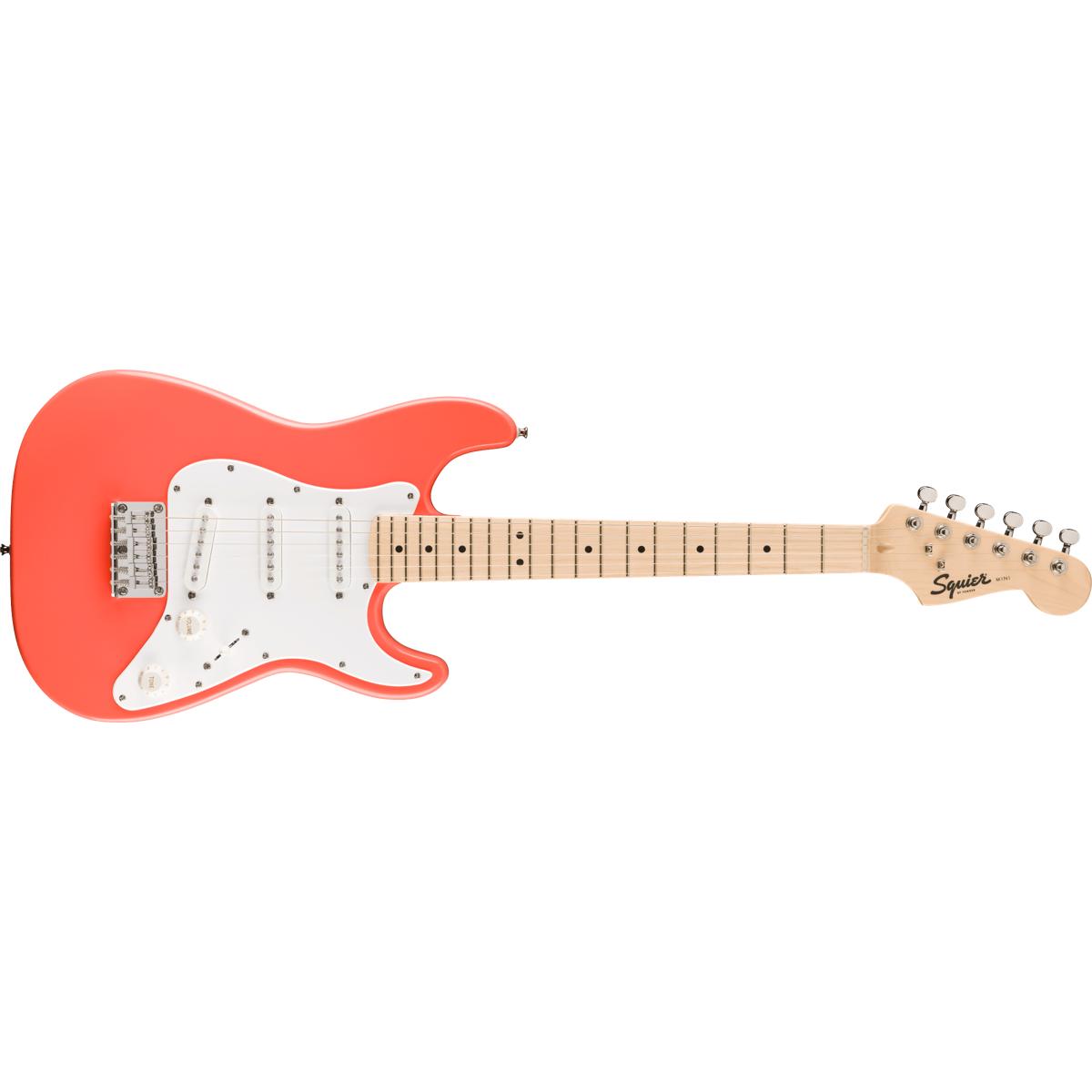 Fender Squier FSR Mini Stratocaster Electric Guitar Tahitian Coral w/ White Pickguard - 0370122511