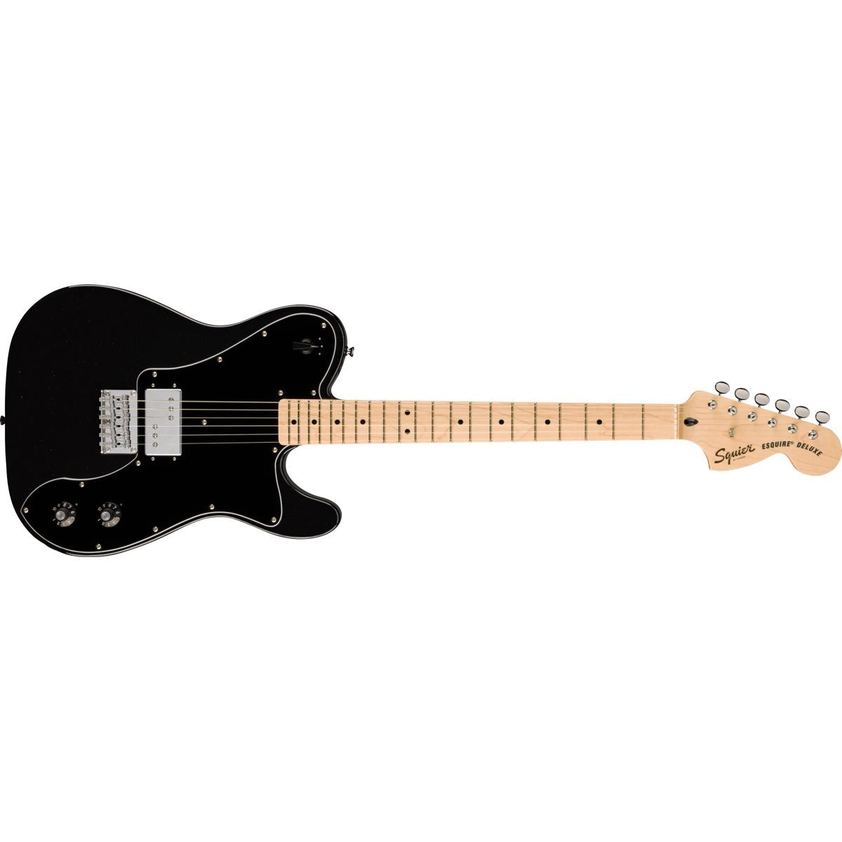 Fender Squier Paranormal Esquire Deluxe Electric Guitar Metallic Black w/ Black Pickguard - 0377045565