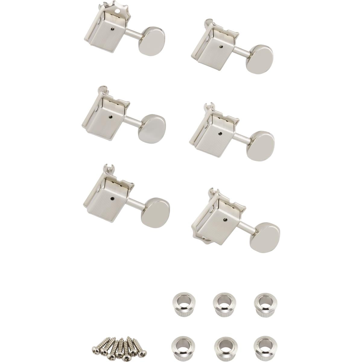 Fender Vintage-Style Stratocaster/Telecaster Tuning Machines Nickel (6 Pack) - 0047912049