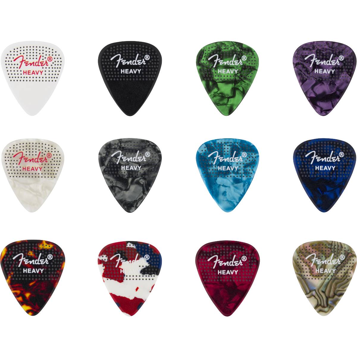 Fender 351 Dotted Celluloid Guitar Picks 12-Pack Heavy - 1980200500