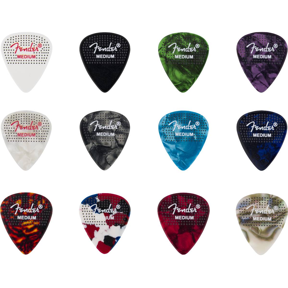 Fender 351 Dotted Celluloid Guitar Picks 12-Pack Medium - 1980200300
