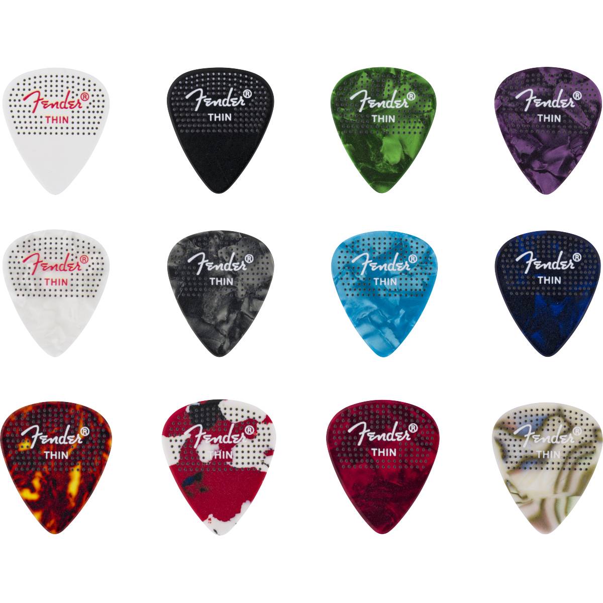 Fender 351 Dotted Celluloid Guitar Picks 12-Pack Thin - 1980200100