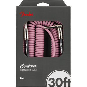Fender Contour Series Instrument Cable 9m (30ft) Coiled Guitar Lead Burgundy Mist - 0990573066