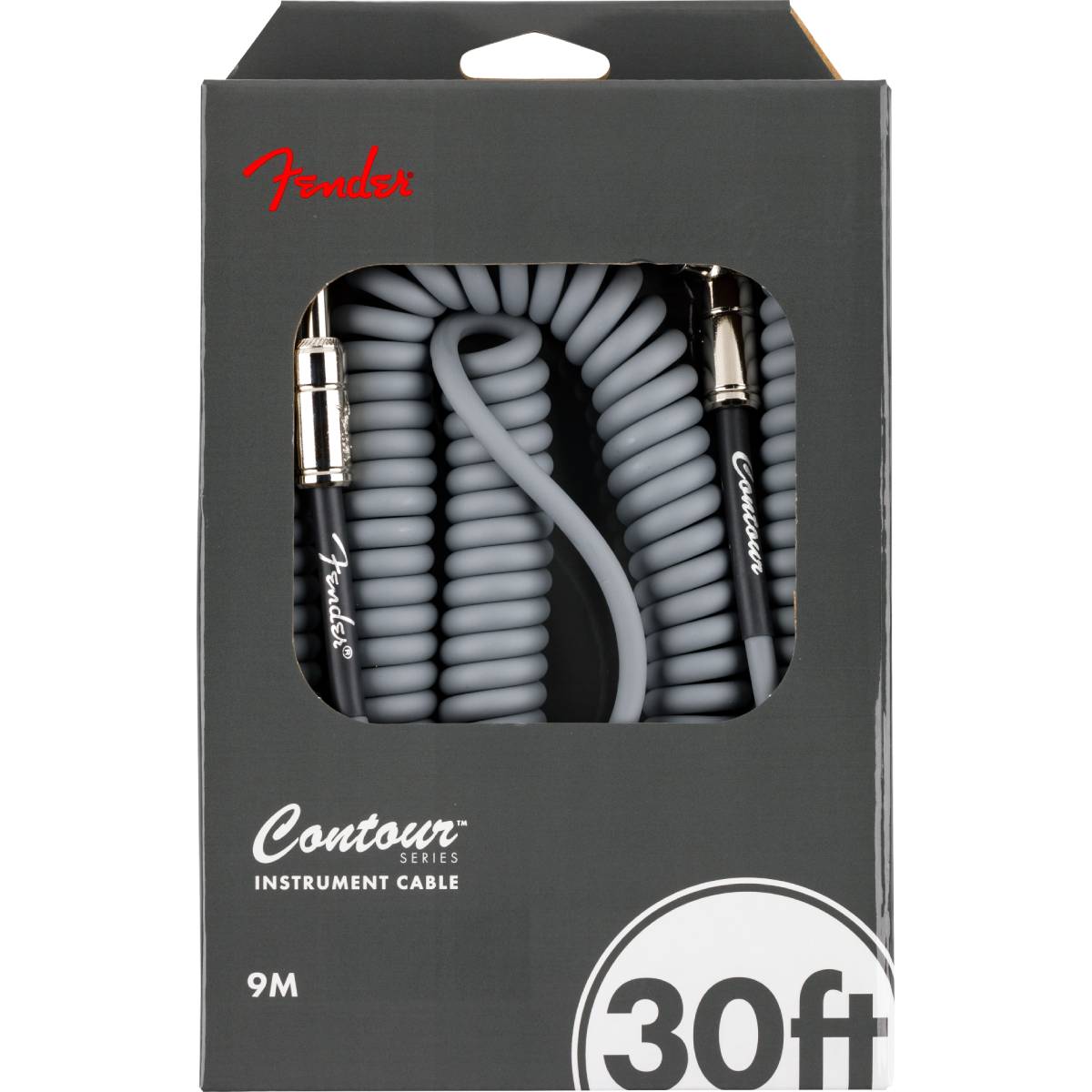 Fender Contour Series Instrument Cable 9m (30ft) Coiled Guitar Lead Inca Silver - 0990573024