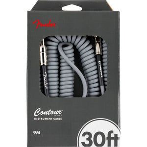 Fender Contour Series Instrument Cable 9m (30ft) Coiled Guitar Lead Inca Silver - 0990573024