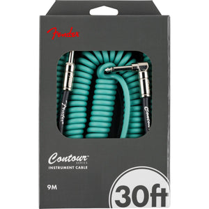 Fender Contour Series Instrument Cable 9m (30ft) Coiled Guitar Lead Sherwood Green - 0990573046