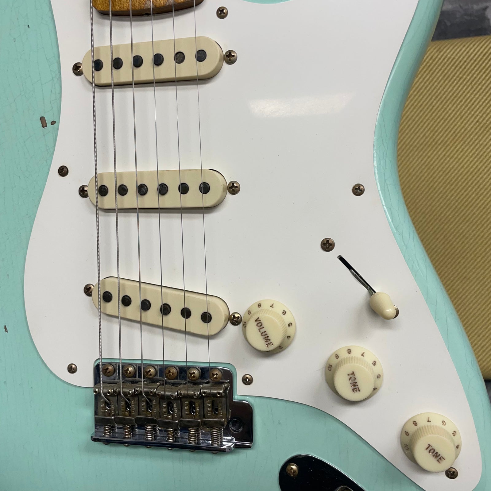 Fender Custom Shop 1957 Stratocaster Electric Guitar Faded Aged Surf Green - Relic - 9236910347