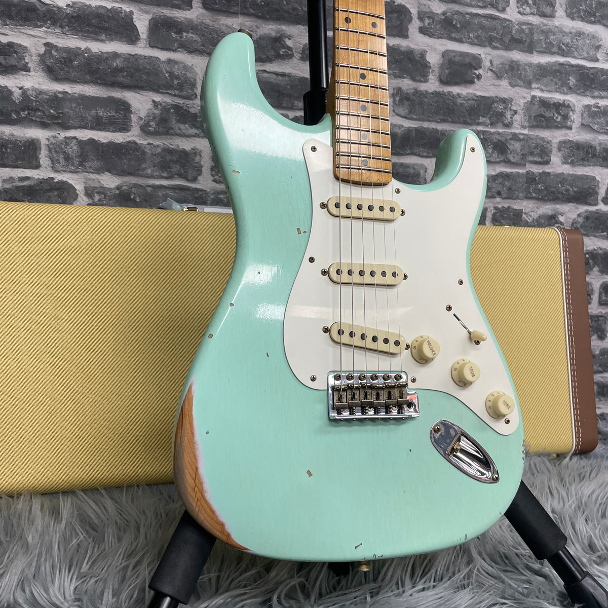 Fender Custom Shop 1957 Stratocaster Electric Guitar Faded Aged Surf Green - Relic - 9236910347