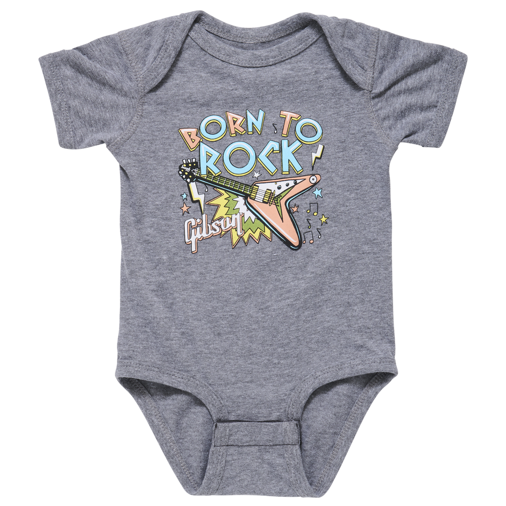 Gibson Born To Rock Baby Onesie Gray 3/6M - GA-BABY-BTR-6M