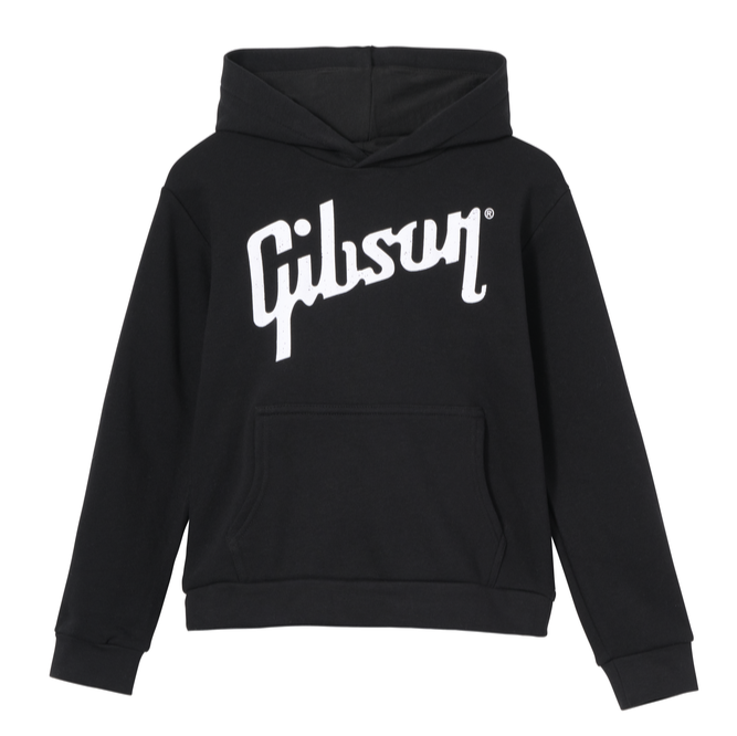 Gibson Kids Logo Pullover Hoodie Black Large - GA-KIDS-HD-LOGO-LG