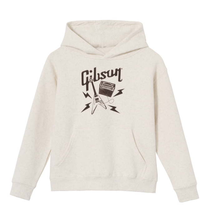 Gibson Kids Flying V Pullover Hoodie Cream Small - GA-KIDS-HD-V-SM