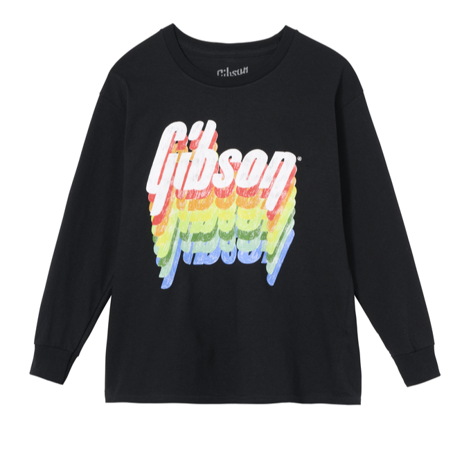 Gibson Kids Rainbow Logo Longsleeve T-Shirt Black Small - GA-KIDS-LS-RNBW-SM