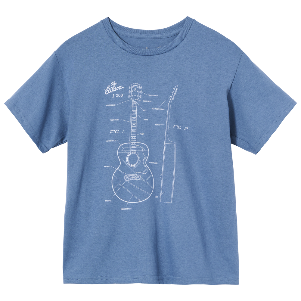 Gibson Kids Acoustic Schematic T-Shirt Indigo Large - GA-KIDS-TEE-ASC-LG