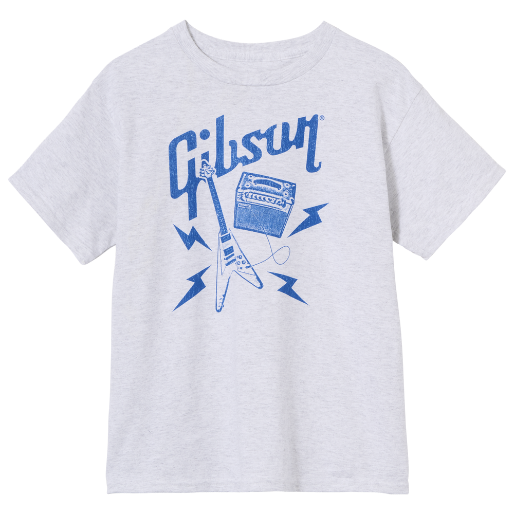 Gibson Kids Flying V T-Shirt Gray Medium - GA-KIDS-TEE-V-MD