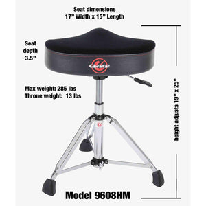 Gibraltar 9608HM Drum Throne Stool Hydraulic Moto-Style GI9608HM Measurements