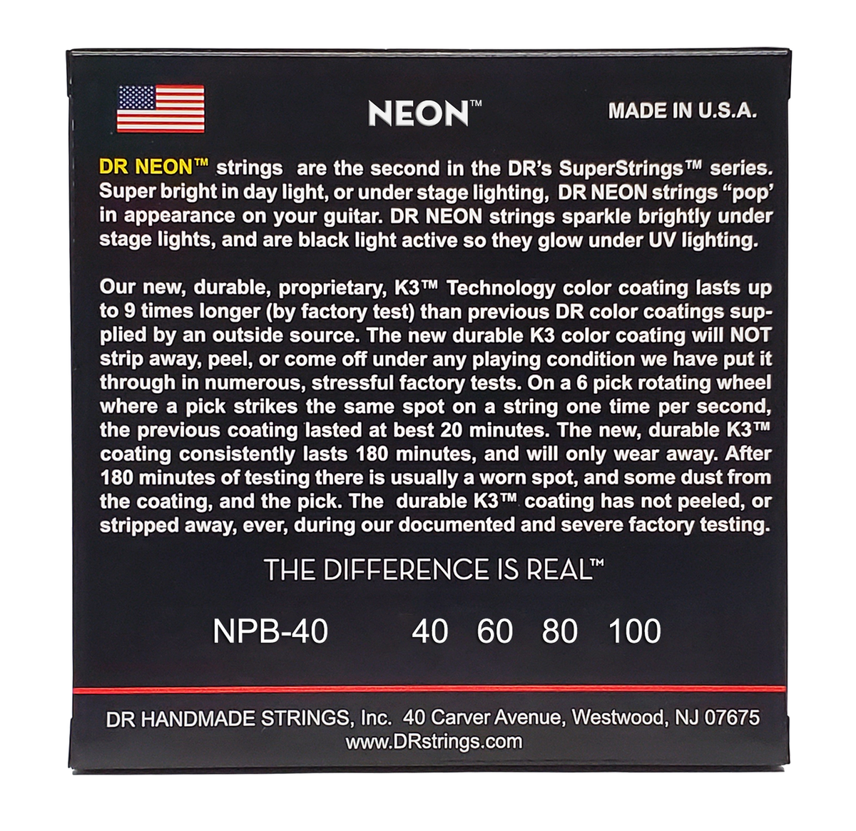 DR HI-DEF NEON NPB-40 Pink Colored Bass Guitar Strings: Light 40-100