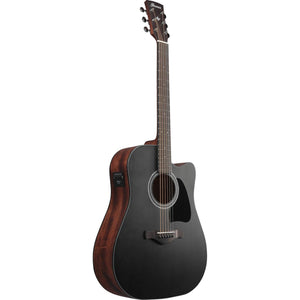 Ibanez AW247CEWKH Acoustic Guitar Weathered Black w/ Pickup & Cutaway