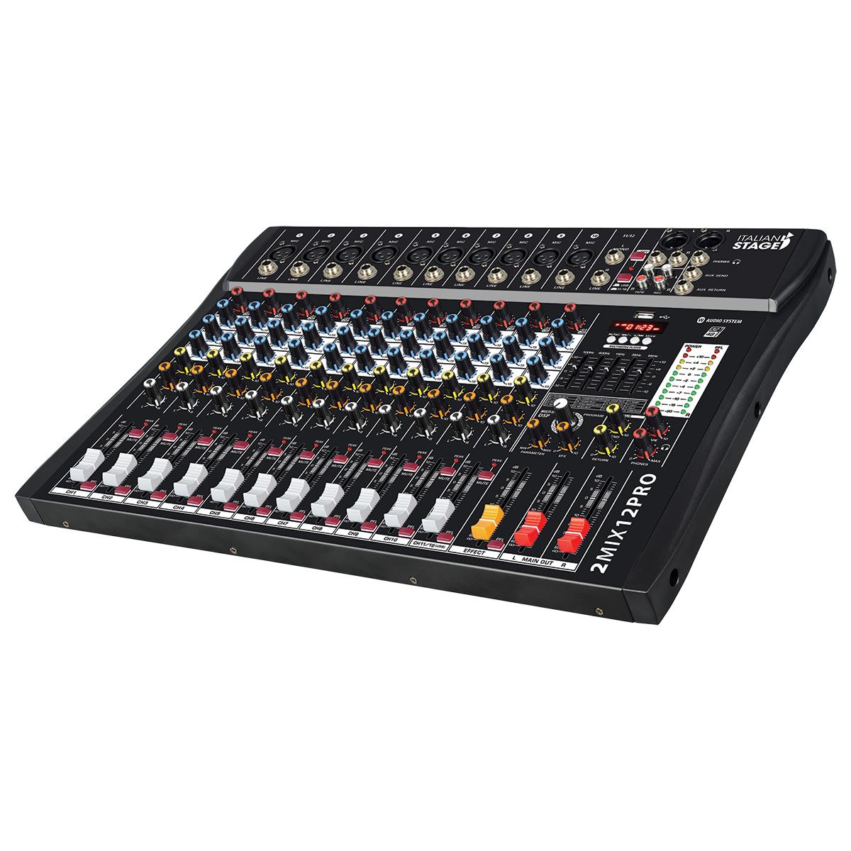 Italian Stage 2MIX12PRO USB Stereo Mixer 12-Ch w/ Bluetooth & DSP MultiFX