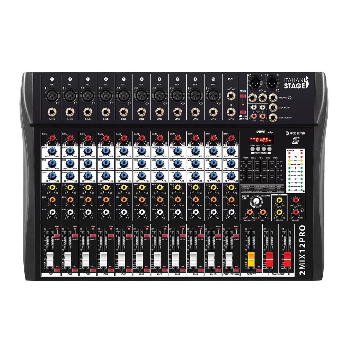 Italian Stage 2MIX12PRO USB Stereo Mixer 12-Ch w/ Bluetooth & DSP MultiFX