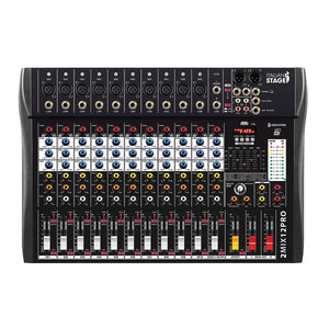 Italian Stage 2MIX12PRO USB Stereo Mixer 12-Ch w/ Bluetooth & DSP MultiFX