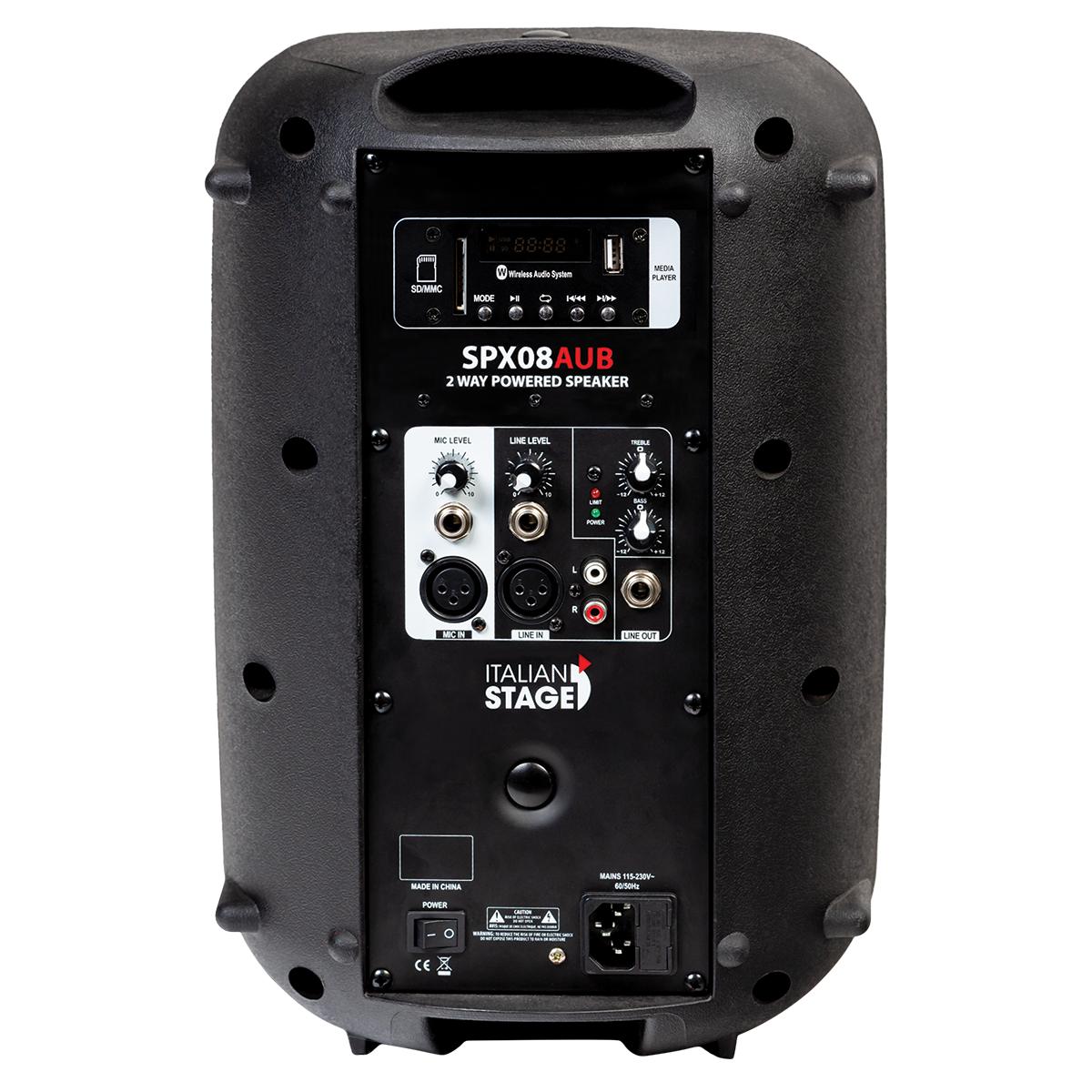 Italian Stage SPX08AUB 8inch 2-Way Powered Speaker w/ Media Player