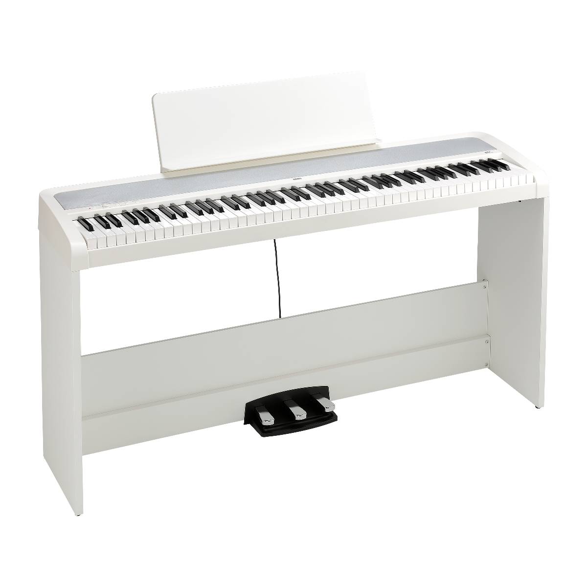 Korg B2 PLUS Digital Piano Weighted 88-Key w/ Stand & 3-Pedal Board - White