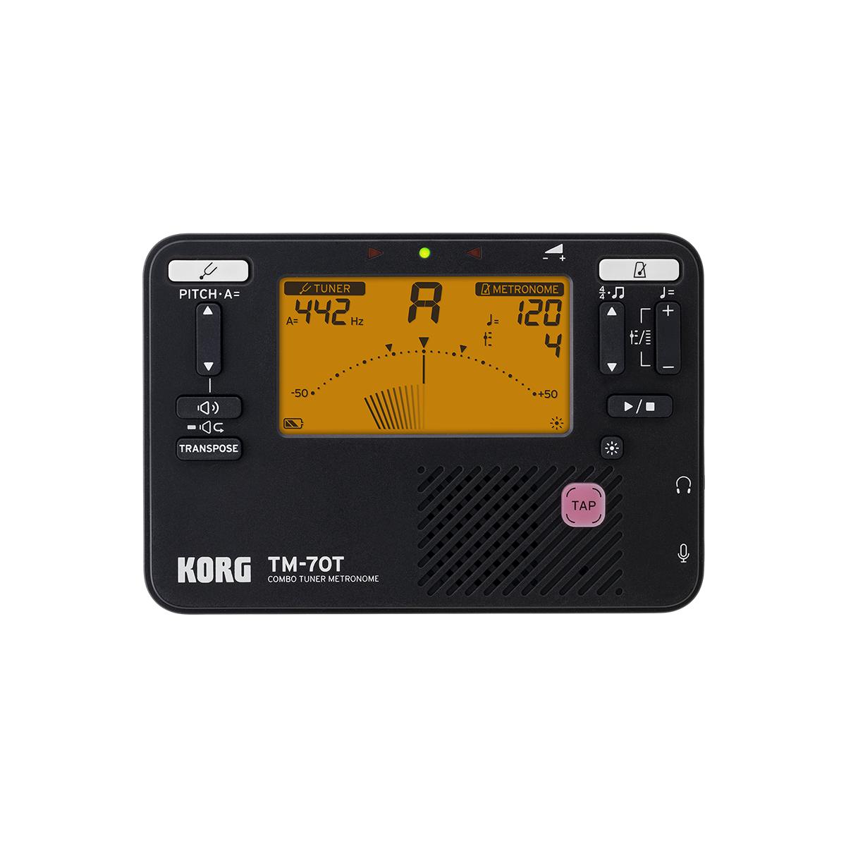 Korg TM70TC Combo Tuner Metronome Black TM-70T w/ Contact Microphone