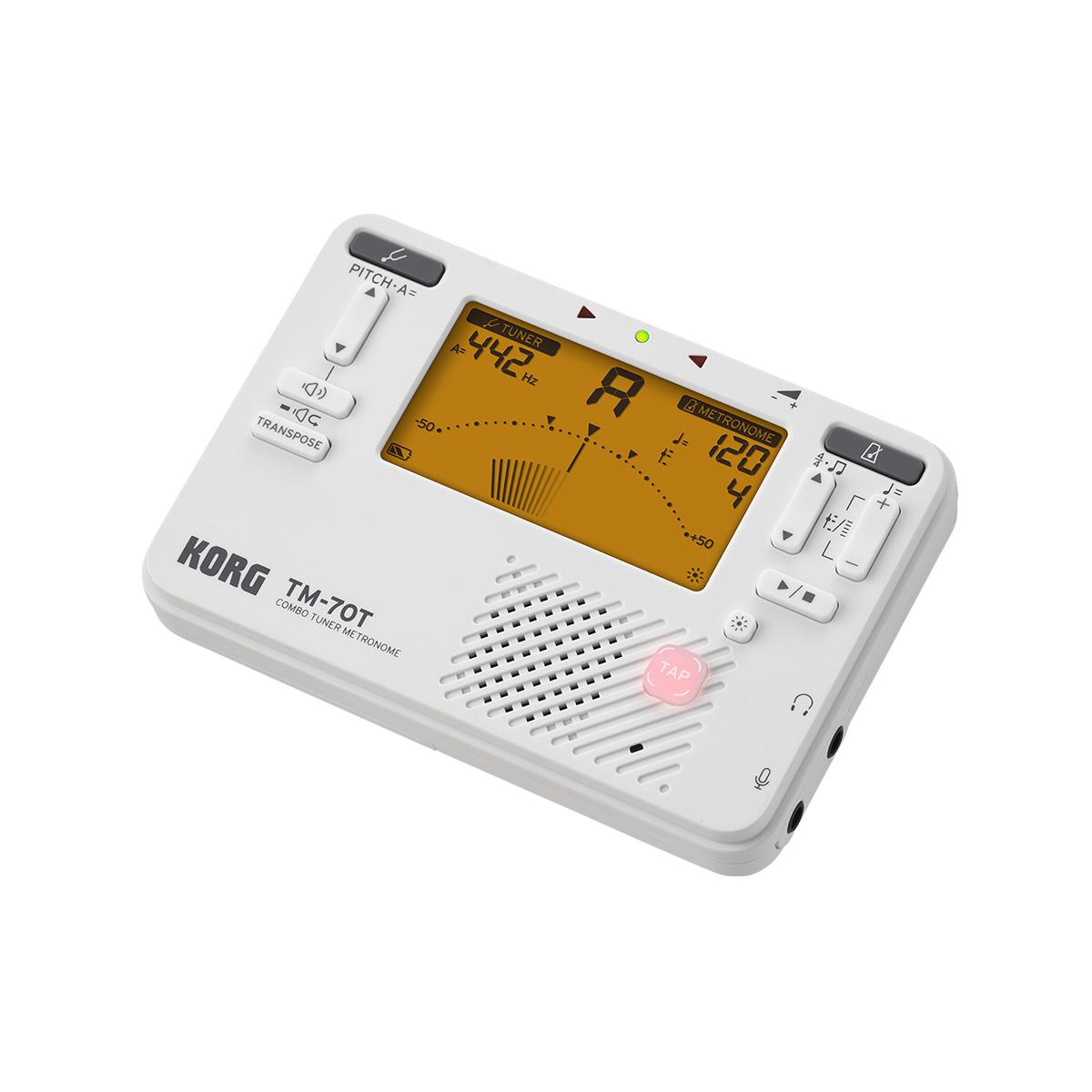 Korg TM70TC Combo Tuner Metronome White TM-70T w/ Contact Microphone