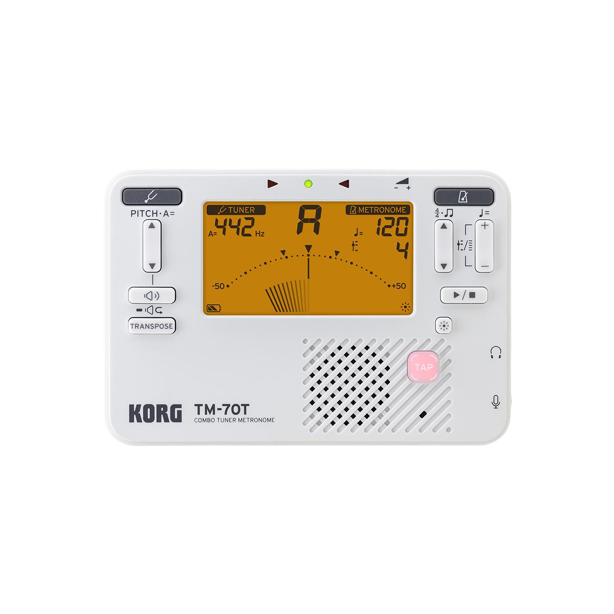 Korg TM70TC Combo Tuner Metronome White TM-70T w/ Contact Microphone