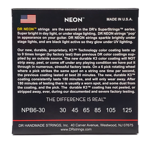DR HI-DEF NEON NPB6-30 Pink Colored Bass Guitar Strings: 6-String Medium 30-125