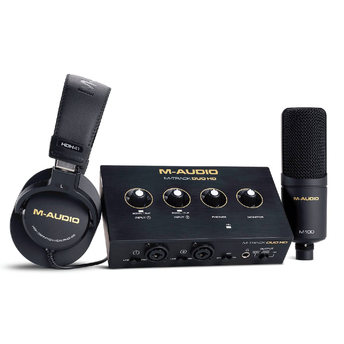 M-Audio M-Track Duo HD USB Audio Interface Pack w/ Headphones & Microphone