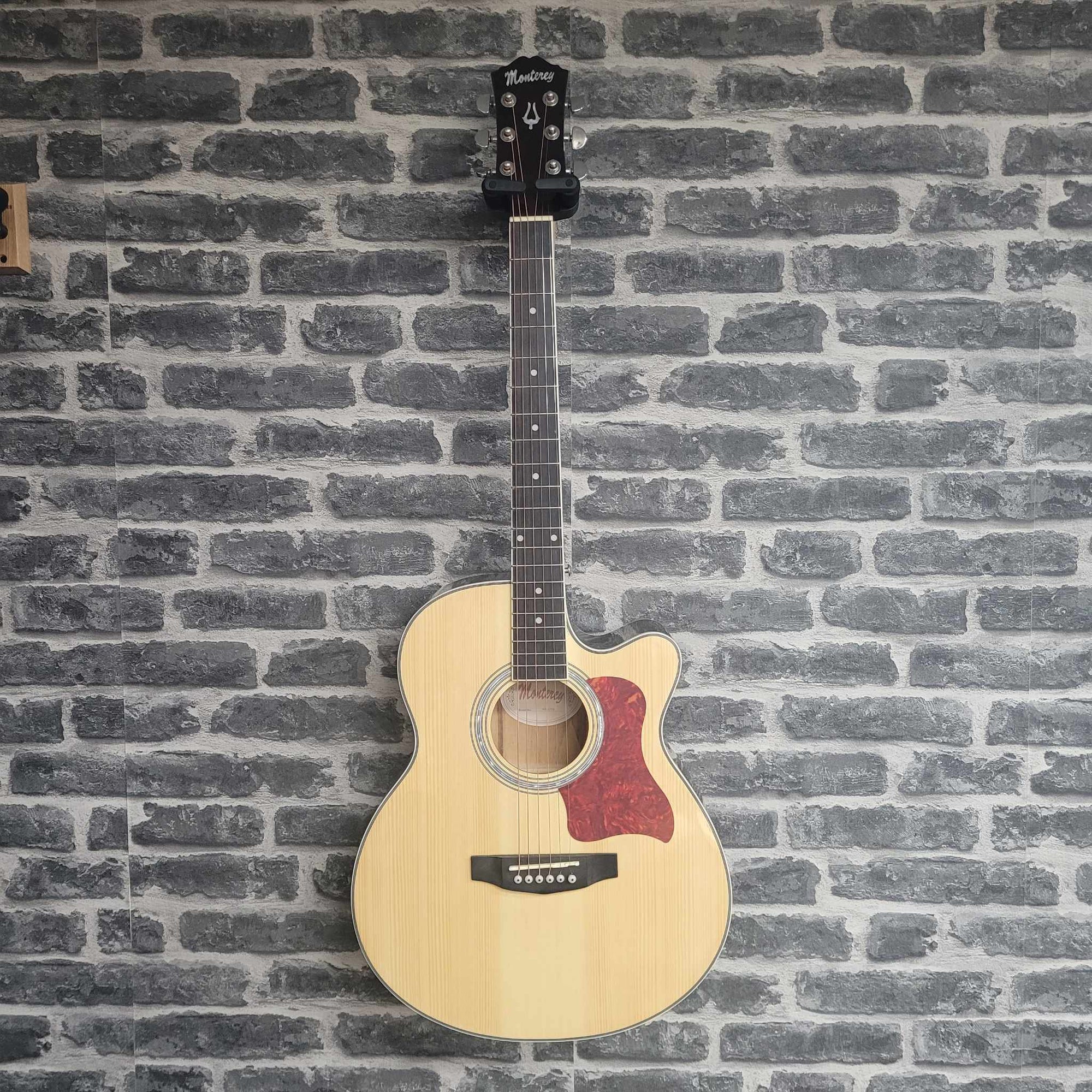 Monterey MA-15TN Acoustic Guitar Folk Size Natural Finish w/ Cutaway & Built-In Tuner