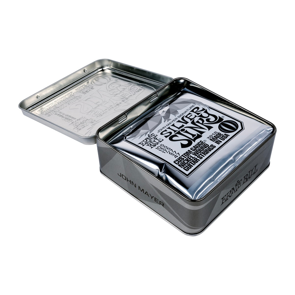Ernie Ball 3818 John Mayer Signature Silver Slinky Electric Guitar Strings - 10.5-47 - 3 Pack Tin