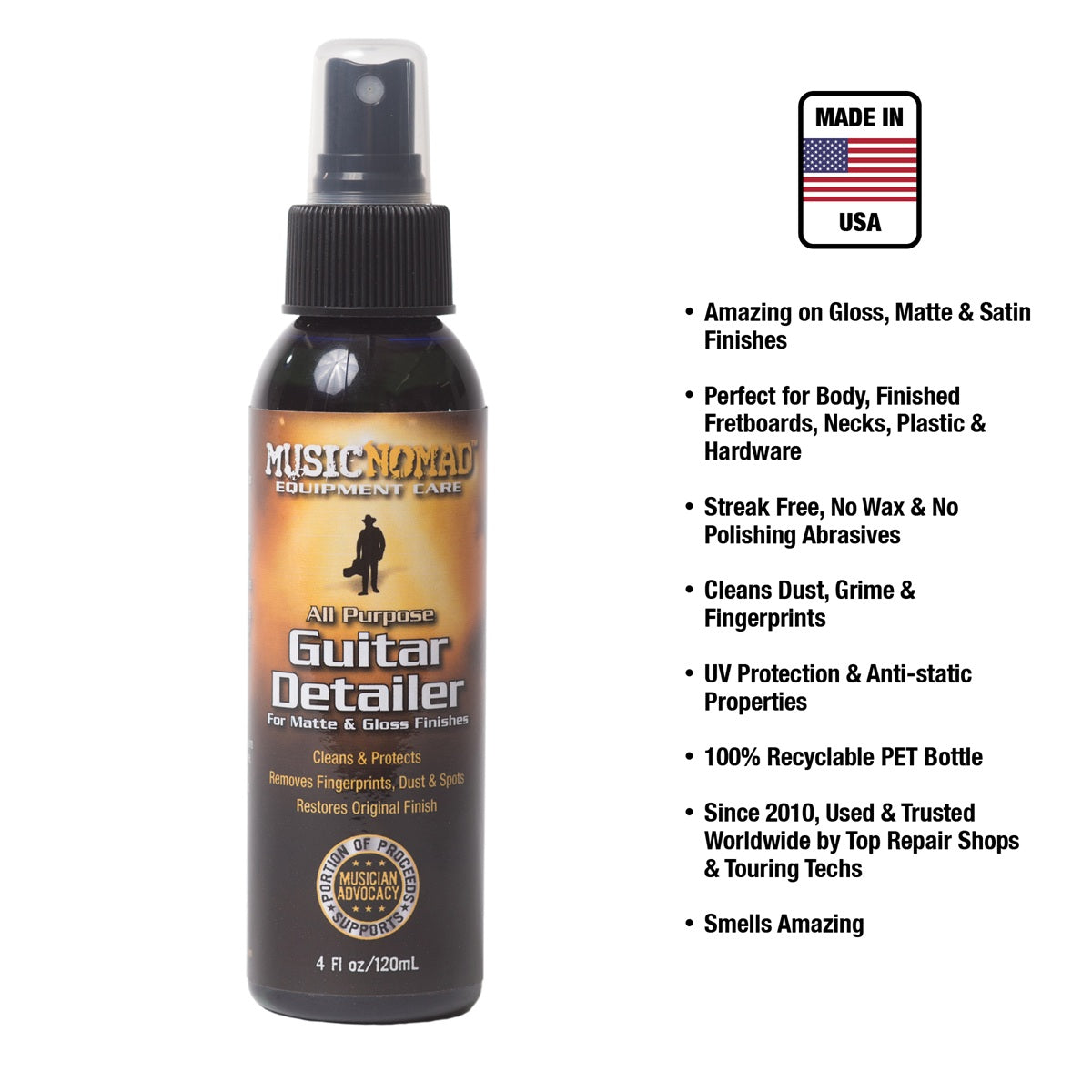 Music Nomad MN100 Guitar Detailer/Cleaner for Matte & Gloss Finishes - 120ml
