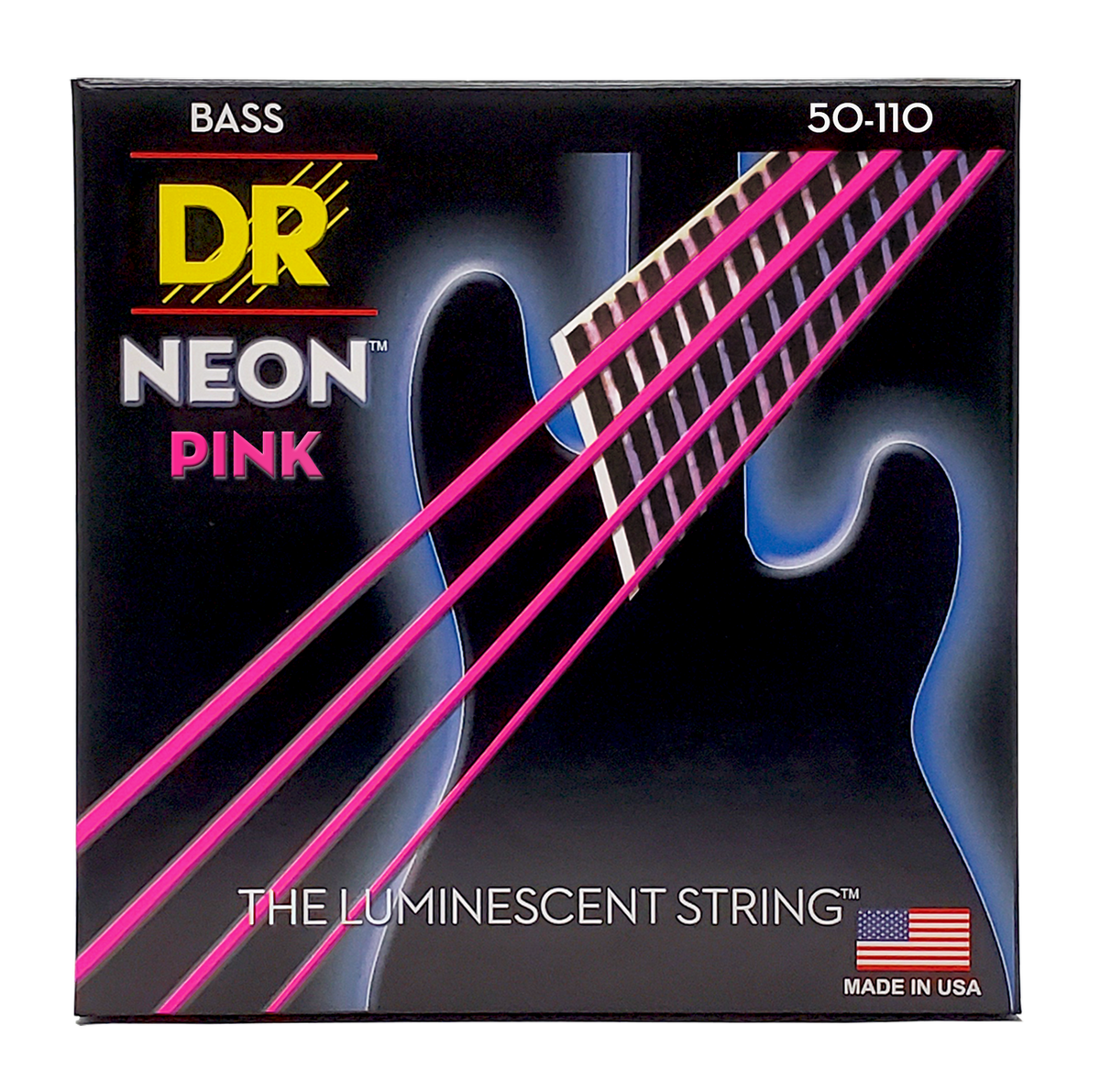 DR HI-DEF NEON NPB-50 Pink Colored Bass Guitar Strings: Heavy 50-110