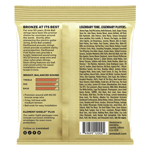 Ernie Ball 2002 Earthwood Acoustic Guitar Strings 80/20 Bronze Medium 13-56