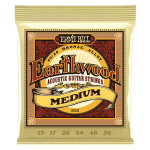 Ernie Ball 2002 Earthwood Acoustic Guitar Strings 80/20 Bronze Medium 13-56