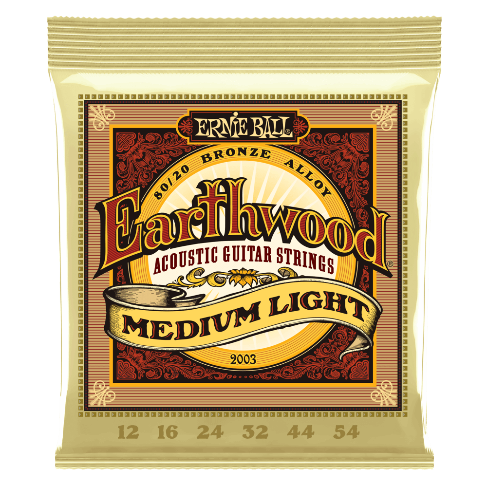 Ernie Ball 2003 Earthwood Acoustic Guitar Strings 80/20 Bronze Medium Light 12-54