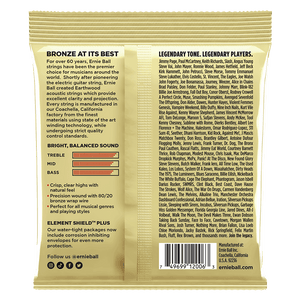 Ernie Ball 2006 Earthwood Acoustic Guitar Strings 80/20 Bronze Extra-Light 10-50