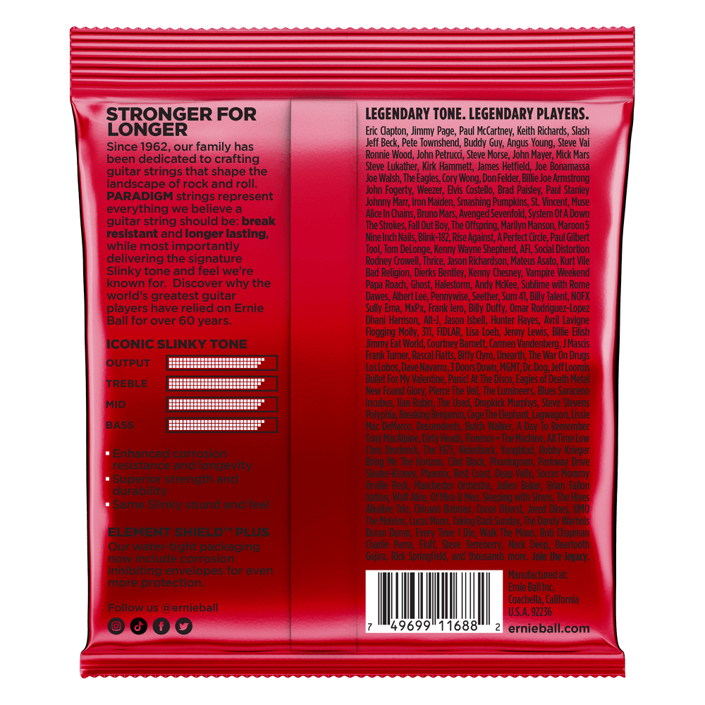 Ernie Ball 2016 Paradigm Electric Guitar Strings Skinny Burly Slinky 11-52